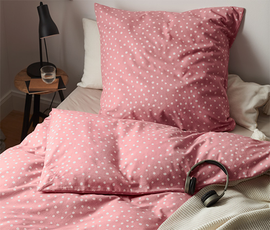 Pamutflanel ágynemű, pöttyös, rózsaszín, egyszemélyes online bestellen bei  Tchibo 623901
