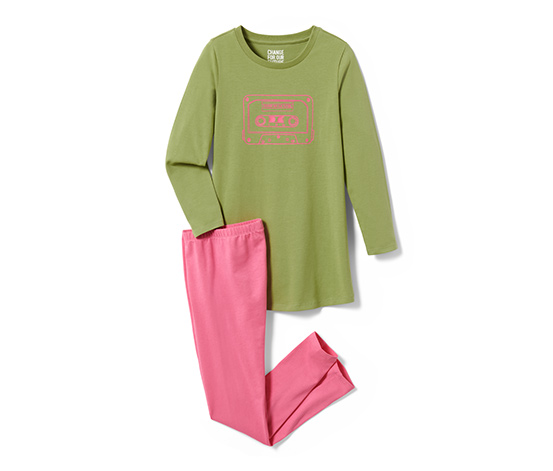 Lány pizsama, leggings, pink/zöld 656183 a Tchibo-nál.