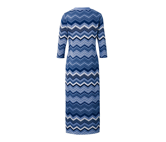 Női kötött ruha, cikk-cakk mintás, kék 671871 a Tchibo-nál.