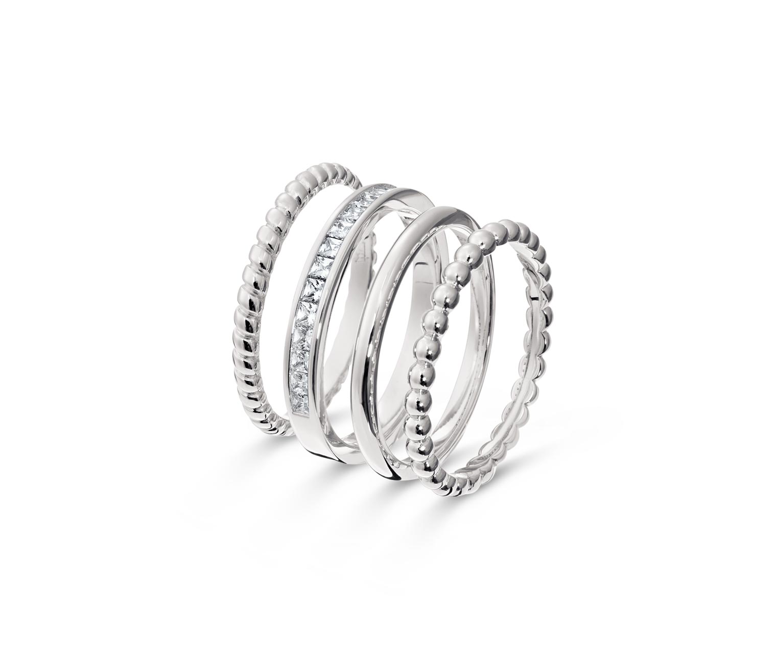 4 női ezüst gyűrű szettben, ródiummal bevont 925-ös ezüst, cirkóniával  online bestellen bei Tchibo 652333