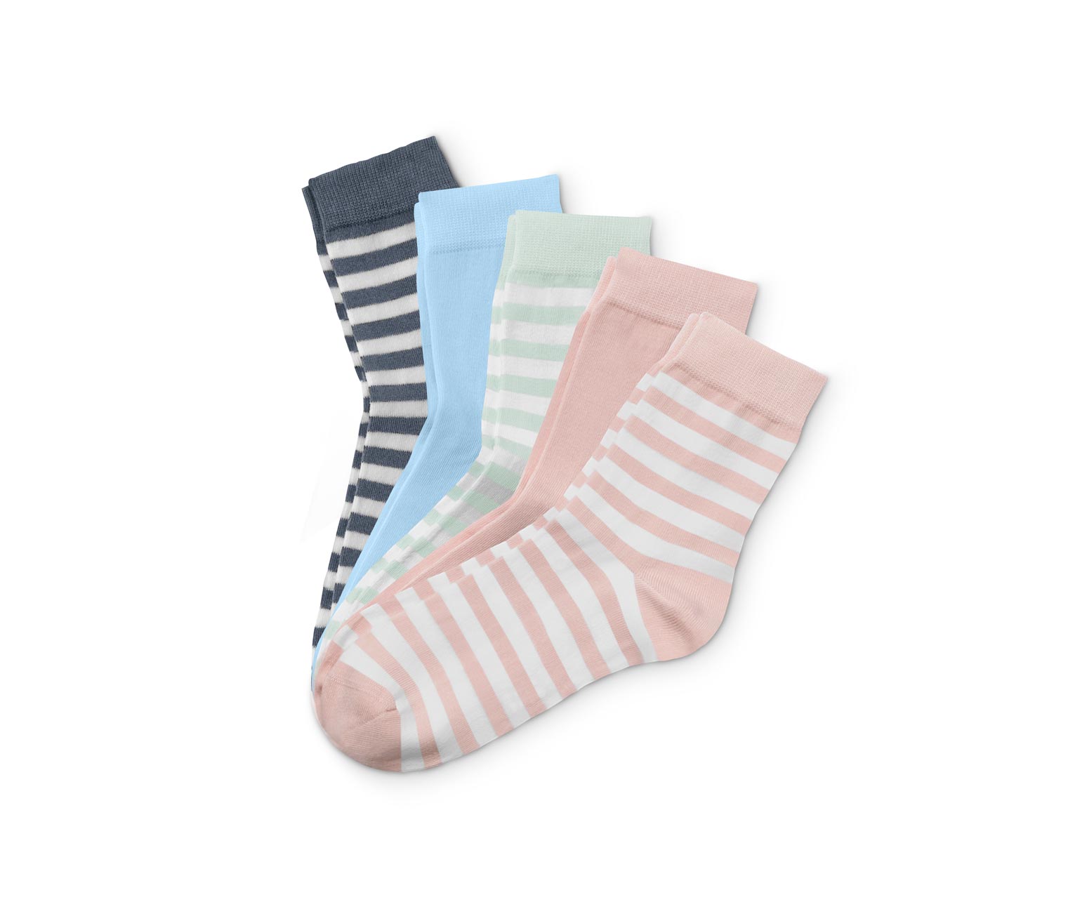 5 pár női zokni szettben, csíkos, kék/rózsaszín 632724 a Tchibo-nál.